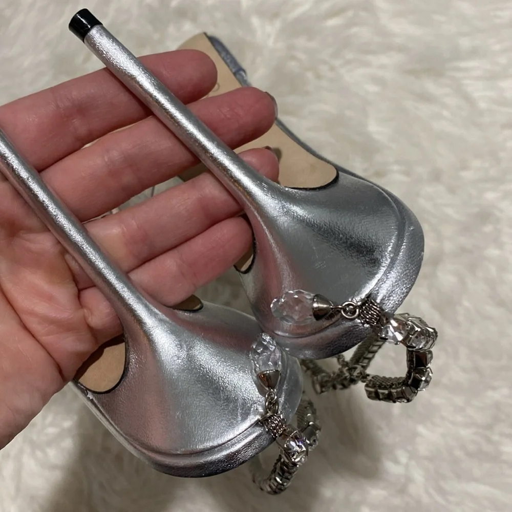 Jimmy Choo Saeda 100 glittered plexi‎ pumps size 39EU